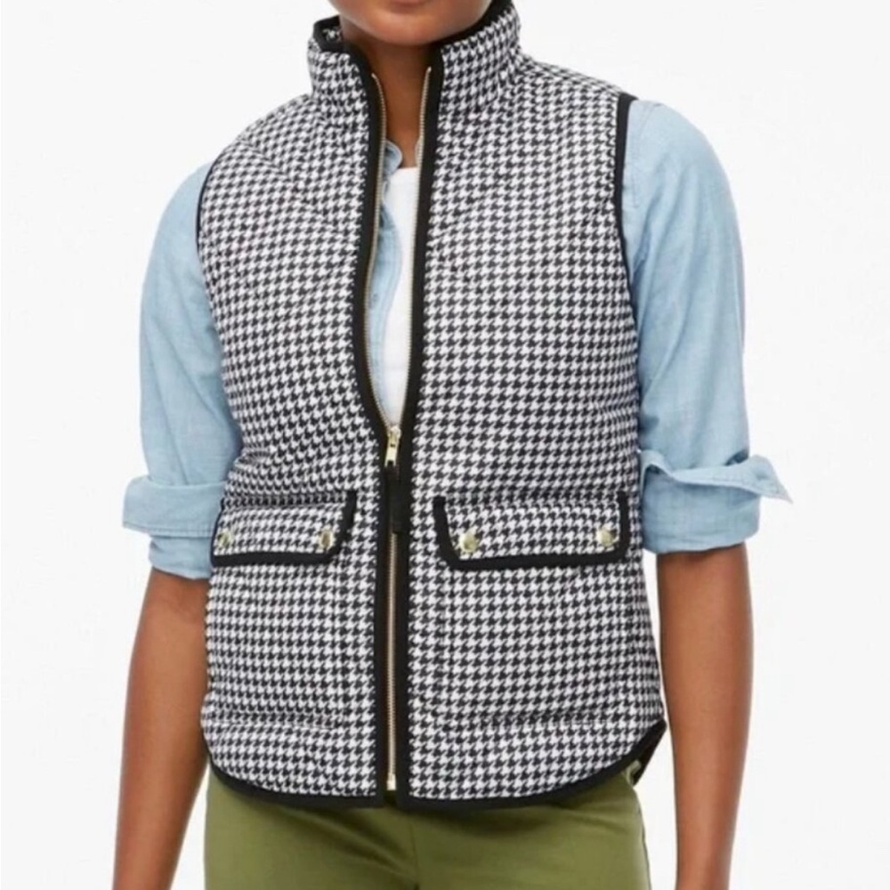 J. Crew Factory Black and White Houndstooth Vest